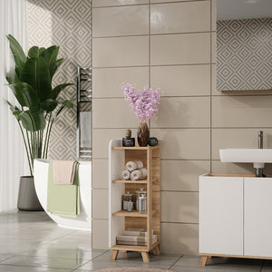 Vicco Mensola da bagno Sonoma/Bianco 30 x 90 cm con 4 ripiani