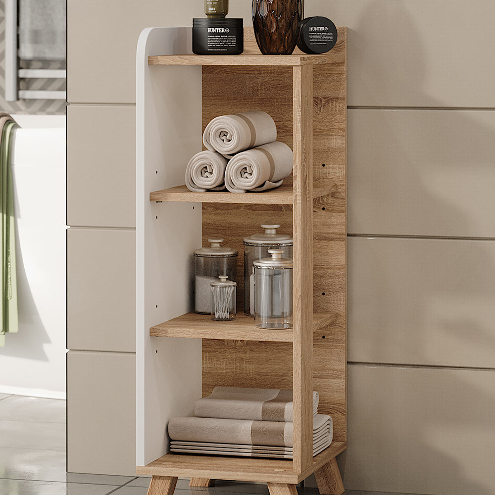 Vicco Mensola da bagno Sonoma/Bianco 30 x 90 cm con 4 ripiani