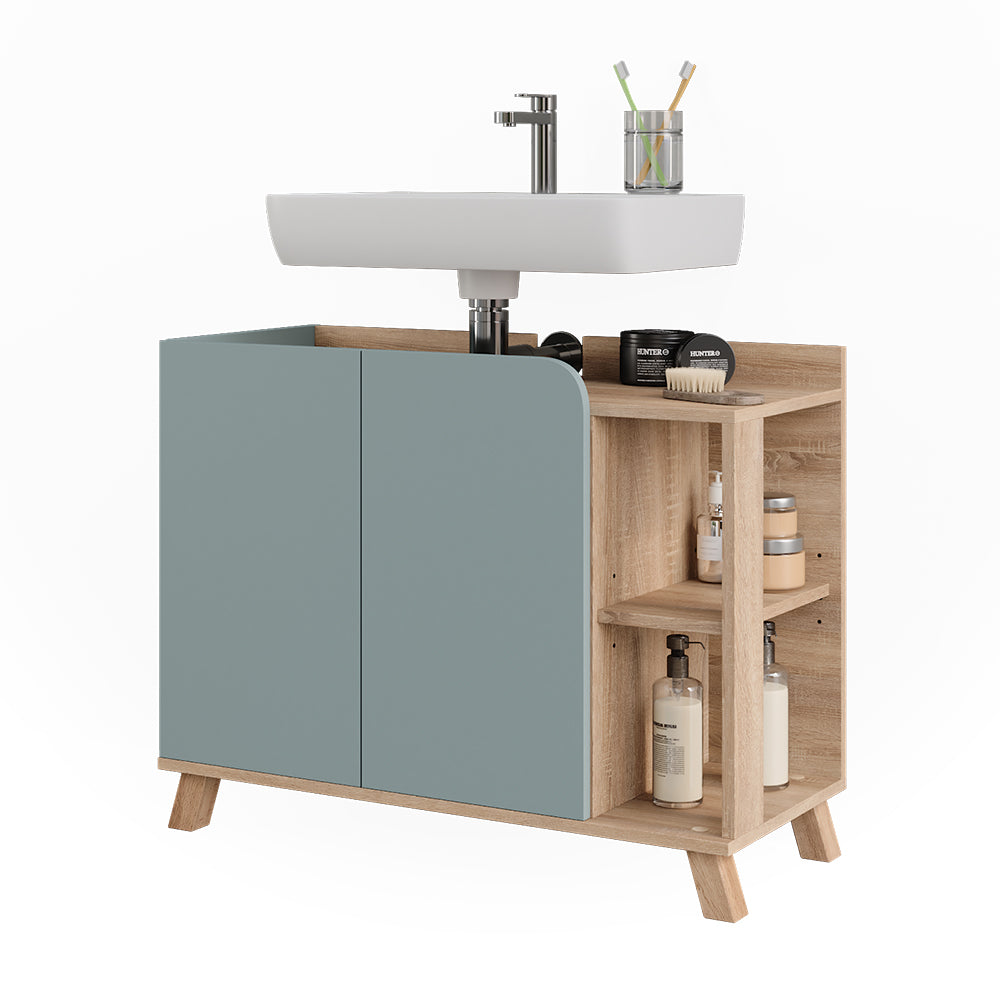 Vicco Mobiletto per lavabo Sonoma/blu 80 x 65 cm con 2 porte