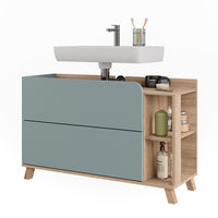 Vicco Mobiletto per lavabo Sonoma/blu 100 x 65 cm con 2 cassetti