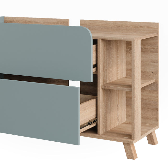 Vicco Mobiletto per lavabo Sonoma/blu 100 x 65 cm con 2 cassetti