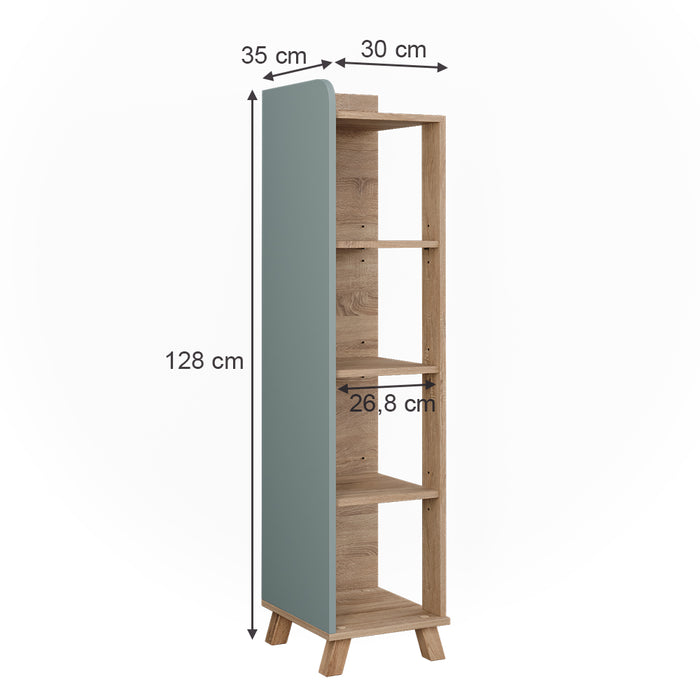 Vicco Mensola da bagno Sonoma/blu 30 x 128 cm con 4 scomparti