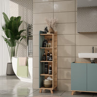 Vicco Mensola da bagno Sonoma/blu 30 x 128 cm con 4 scomparti