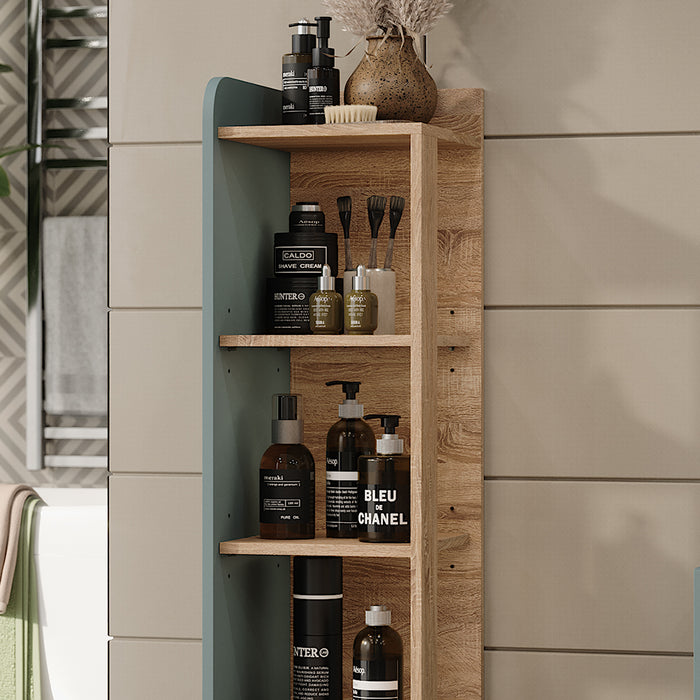 Vicco Mensola da bagno Sonoma/blu 30 x 128 cm con 4 scomparti