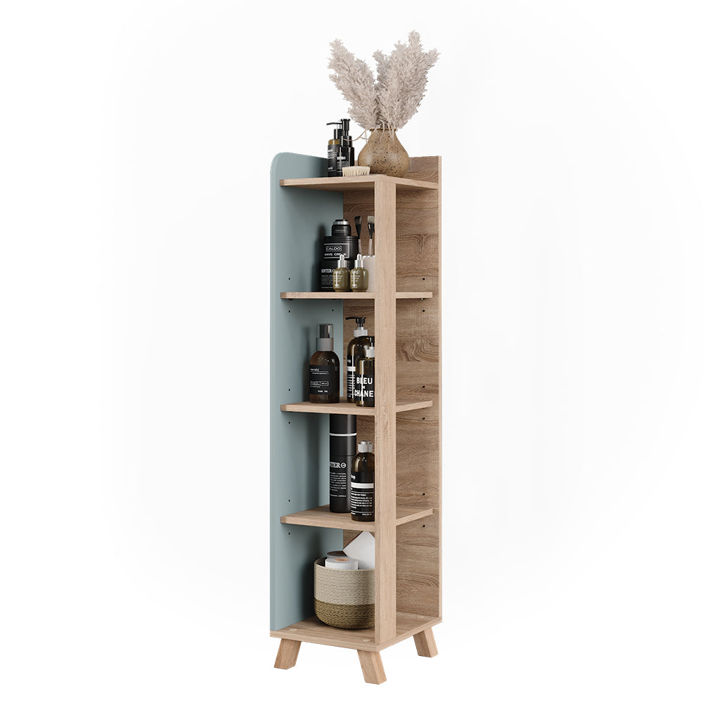 Vicco Mensola da bagno Sonoma/blu 30 x 128 cm con 4 scomparti