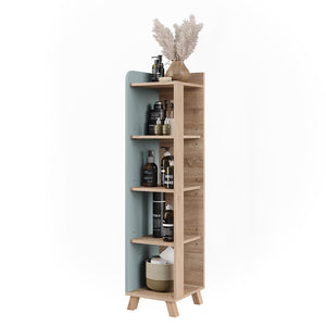 Vicco Mensola da bagno Sonoma/blu 30 x 128 cm con 4 scomparti