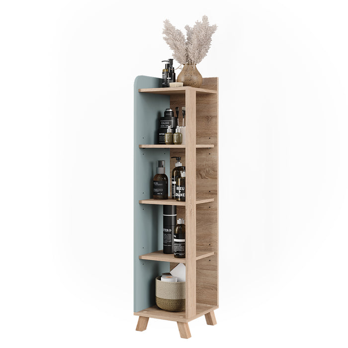 Vicco Mensola da bagno Sonoma/blu 30 x 128 cm con 4 scomparti