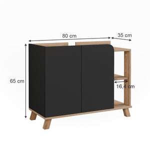 Vicco Mobiletto per lavabo Sonoma/antracite 80 x 65 cm con 2 porte