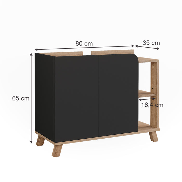 Vicco Mobiletto per lavabo Sonoma/antracite 80 x 65 cm con 2 porte