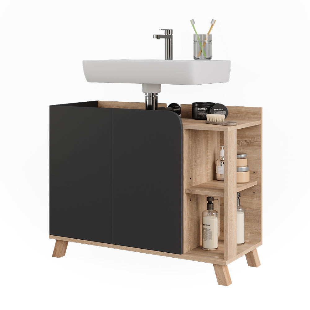 Vicco Mobiletto per lavabo Sonoma/antracite 80 x 65 cm con 2 porte