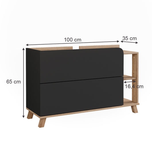 Vicco Mobiletto per lavabo Sonoma/antracite 100 x 65 cm con 2 cassetti