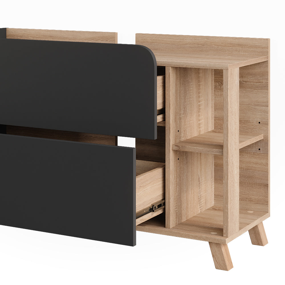 Vicco Mobiletto per lavabo Sonoma/antracite 100 x 65 cm con 2 cassetti