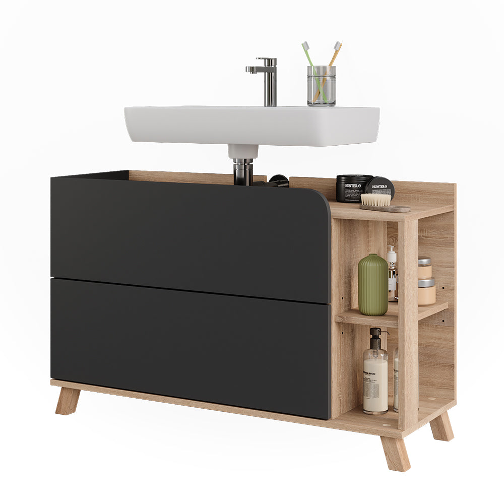 Vicco Mobiletto per lavabo Sonoma/antracite 100 x 65 cm con 2 cassetti