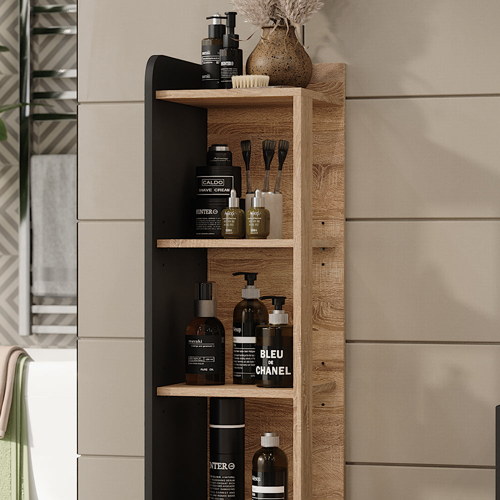 Vicco Mensola da bagno Sonoma/antracite 30 x 128 cm con 4 scomparti