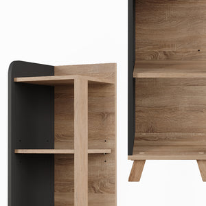 Vicco Mensola da bagno Sonoma/antracite 30 x 128 cm con 4 scomparti