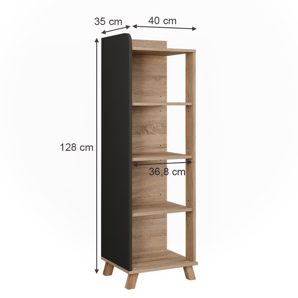 Vicco Mensola da bagno Sonoma/antracite 40 x 128 cm con 4 scomparti