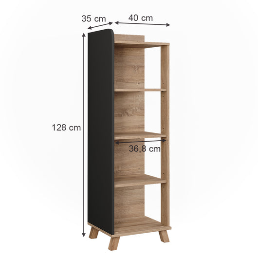 Vicco Mensola da bagno Sonoma/antracite 40 x 128 cm con 4 scomparti