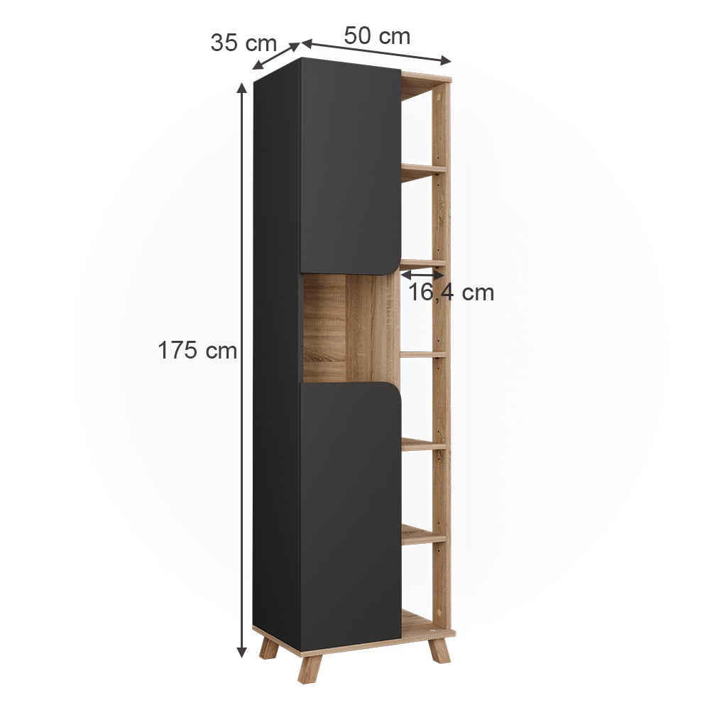 Vicco Mobile alto Sonoma/antracite 50 x 175 cm con 2 porte