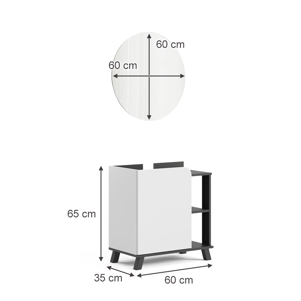 Vicco Set di mobili da bagno Antracite/bianco 2 parti