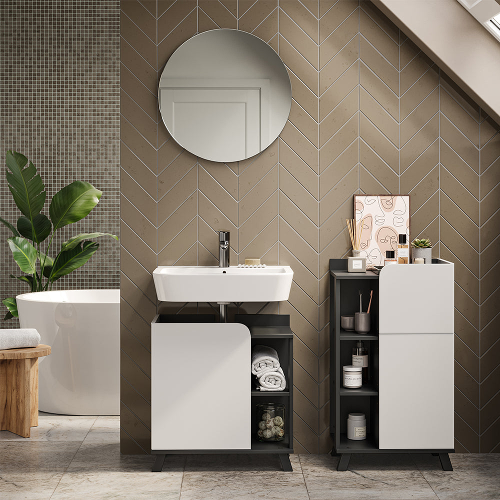 Vicco Set di mobili da bagno Antracite/bianco 3 parti