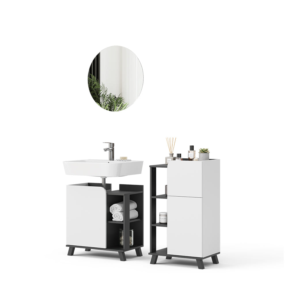 Vicco Set di mobili da bagno Antracite/bianco 3 parti