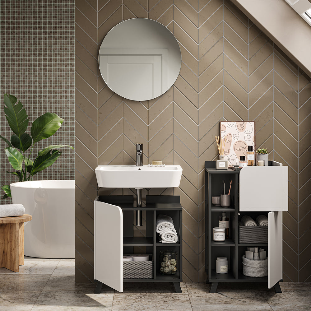 Vicco Set di mobili da bagno Antracite/bianco 3 parti