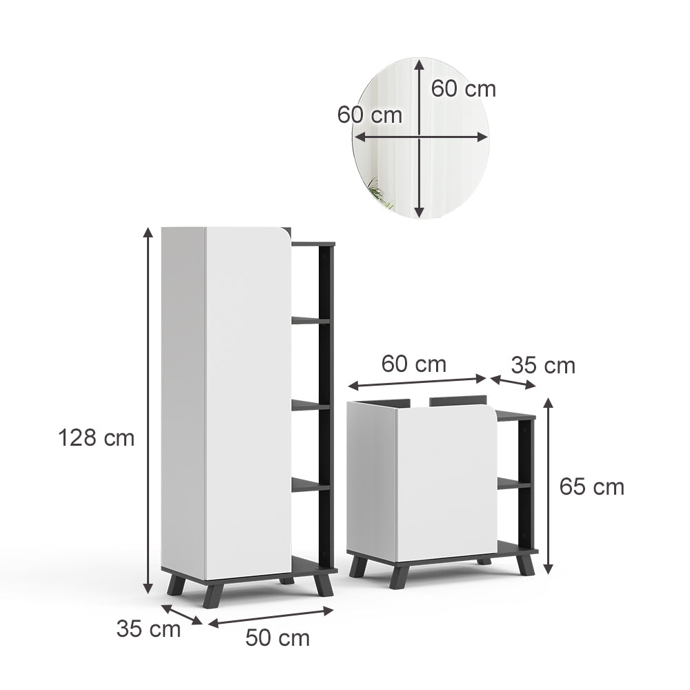 Vicco Set di mobili da bagno Antracite/bianco 3 parti