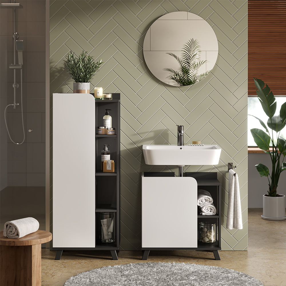 Vicco Set di mobili da bagno Antracite/bianco 3 parti