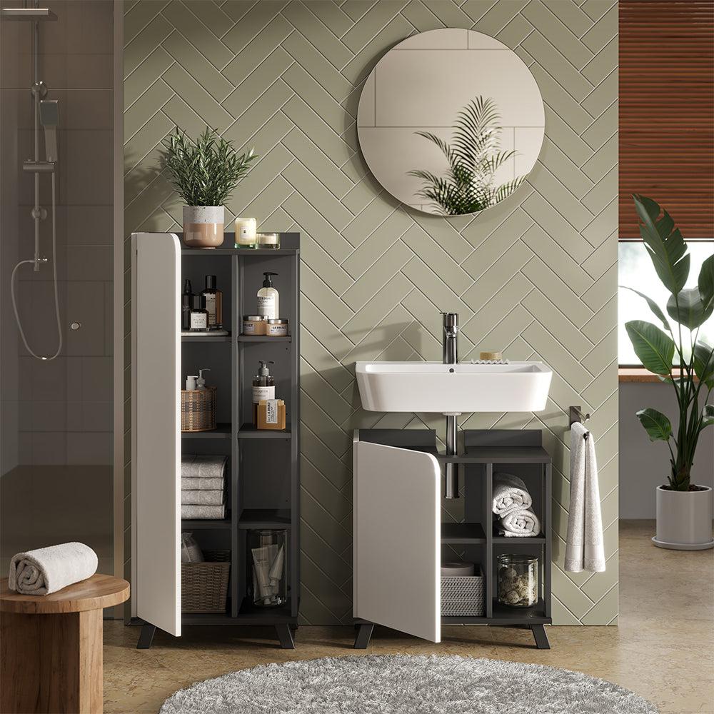 Vicco Set di mobili da bagno Antracite/bianco 3 parti