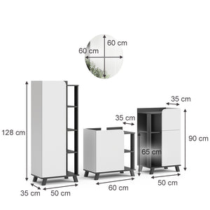 Vicco Set di mobili da bagno Antracite/bianco 4 parti