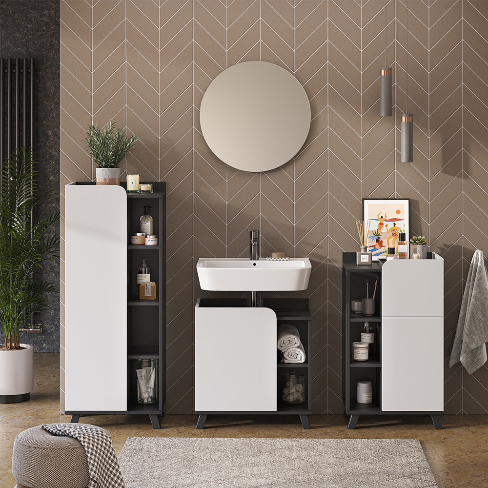 Vicco Set di mobili da bagno Antracite/bianco 4 parti