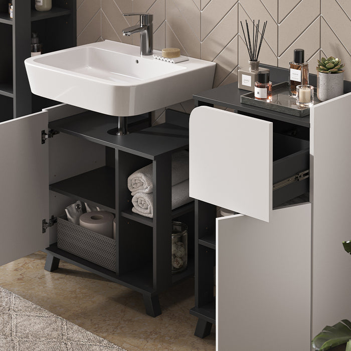 Vicco Set di mobili da bagno Antracite/bianco 4 parti