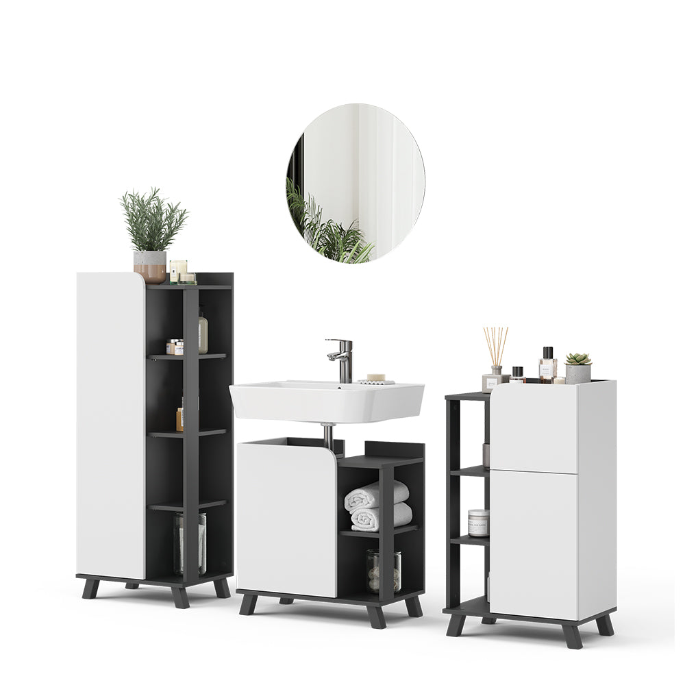 Vicco Set di mobili da bagno Antracite/bianco 4 parti