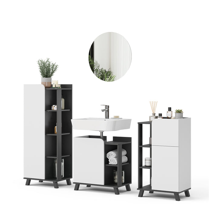 Vicco Set di mobili da bagno Antracite/bianco 4 parti