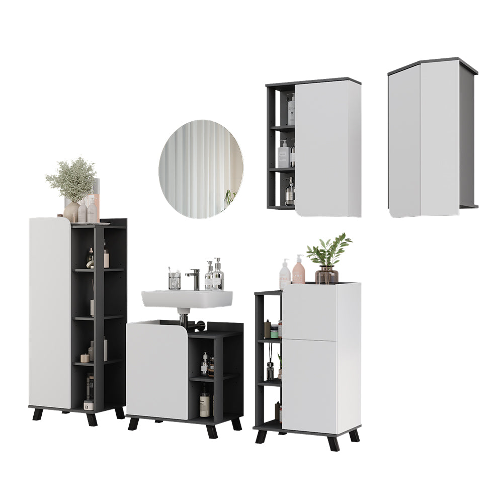 Vicco Set di mobili da bagno Antracite/bianco 5 parti