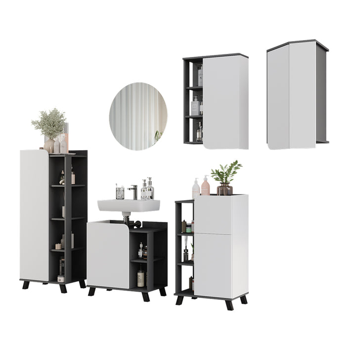 Vicco Set di mobili da bagno Antracite/bianco 5 parti