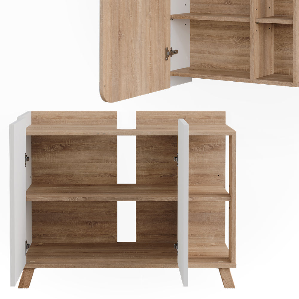 Vicco Set di mobili da bagno Sonoma/Bianco 2 parti