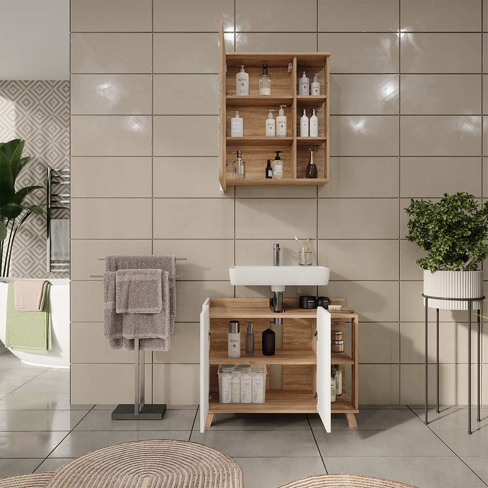 Vicco Set di mobili da bagno Sonoma/Bianco 2 parti