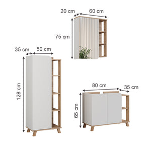 Vicco Set di mobili da bagno Sonoma/Bianco 3 parti