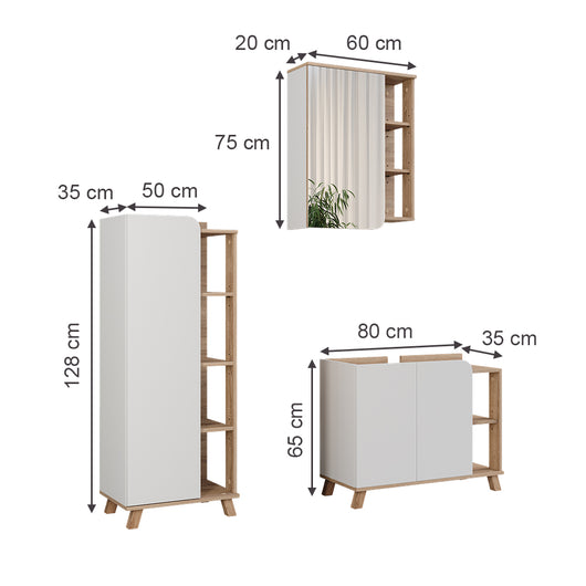 Vicco Set di mobili da bagno Sonoma/Bianco 3 parti