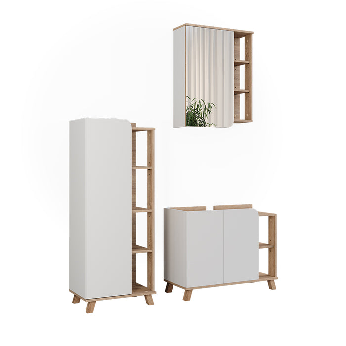 Vicco Set di mobili da bagno Sonoma/Bianco 3 parti