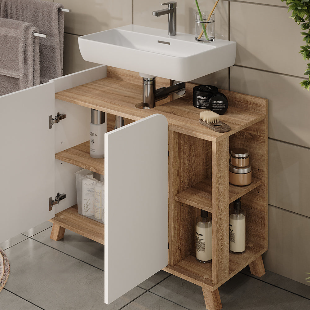 Vicco Set di mobili da bagno Sonoma/Bianco 3 parti
