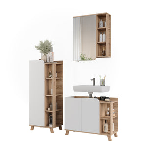 Vicco Set di mobili da bagno Sonoma/Bianco 3 parti