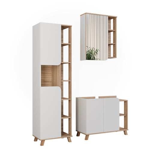 Vicco Set di mobili da bagno Sonoma/Bianco 3 parti