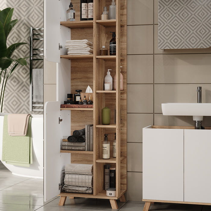 Vicco Set di mobili da bagno Sonoma/Bianco 4 parti