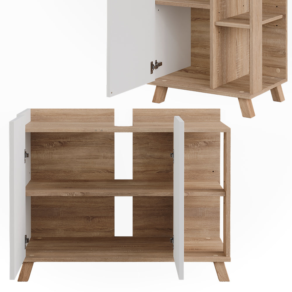 Vicco Set di mobili da bagno Sonoma/Bianco 4 parti