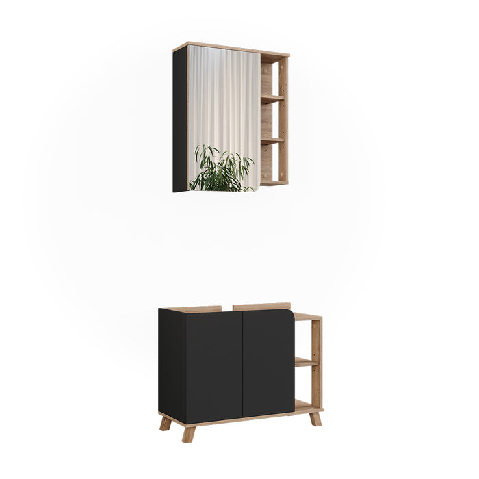 Vicco Set di mobili da bagno Sonoma/antracite 2 parti