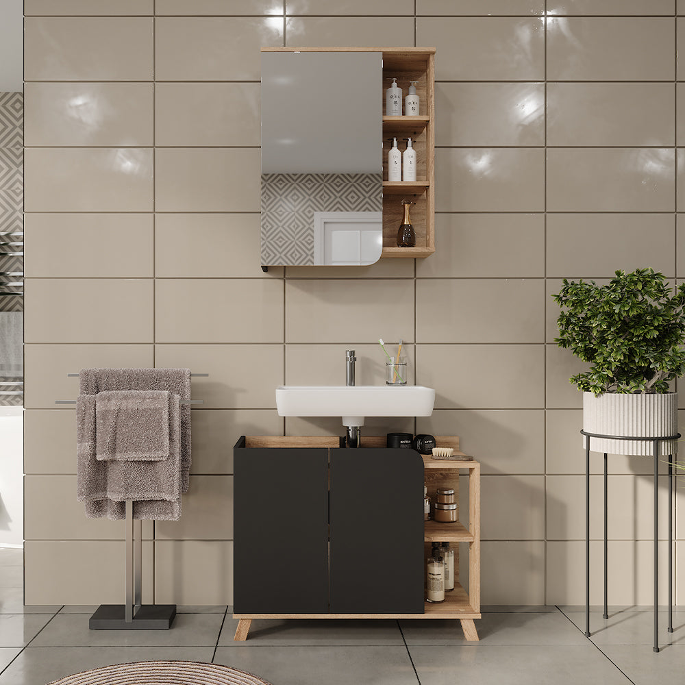 Vicco Set di mobili da bagno Sonoma/antracite 2 parti