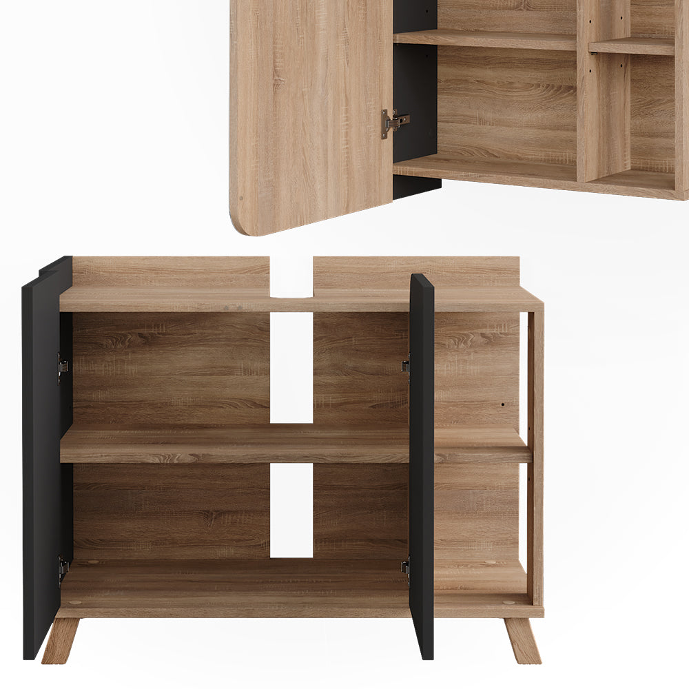 Vicco Set di mobili da bagno Sonoma/antracite 2 parti