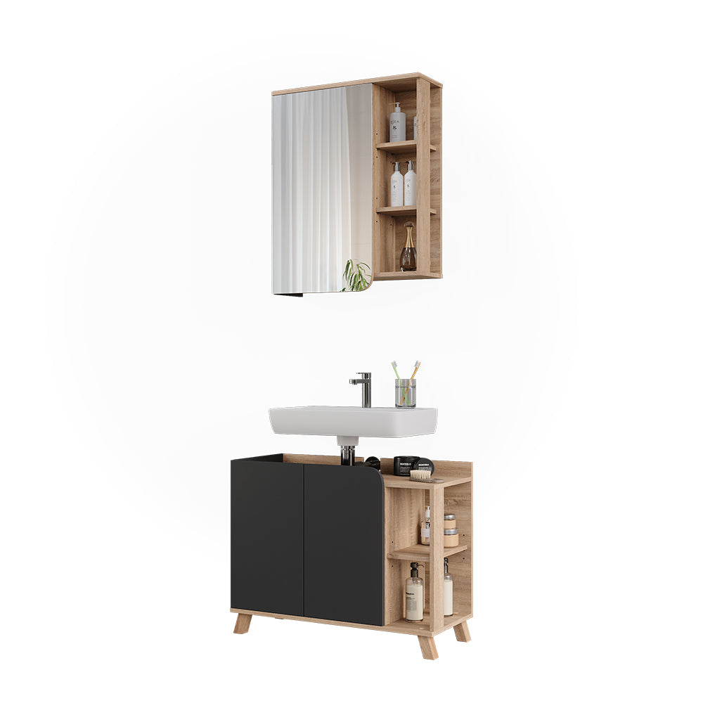 Vicco Set di mobili da bagno Sonoma/antracite 2 parti
